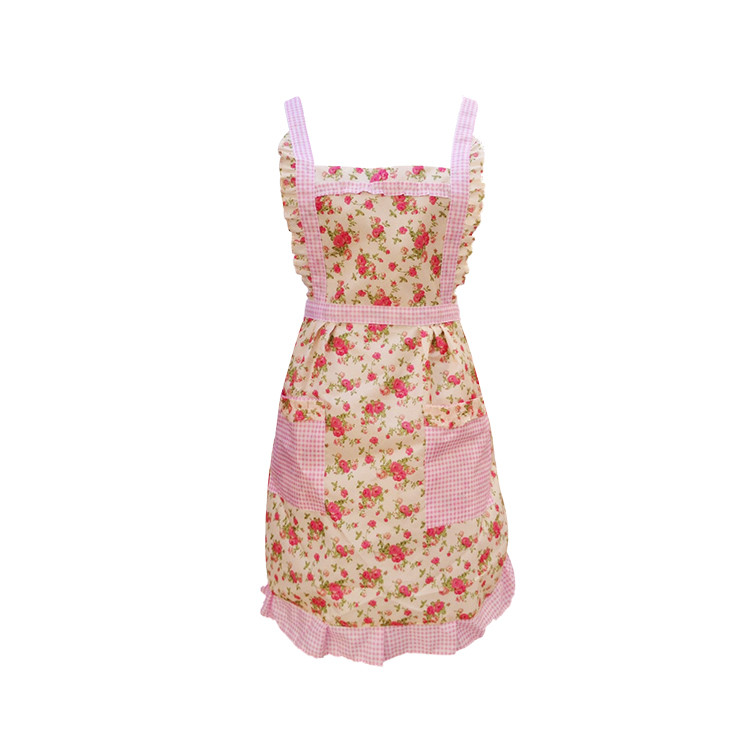 APA1192 Idyllic Style Floral Print Slim Fit Polyester Apron