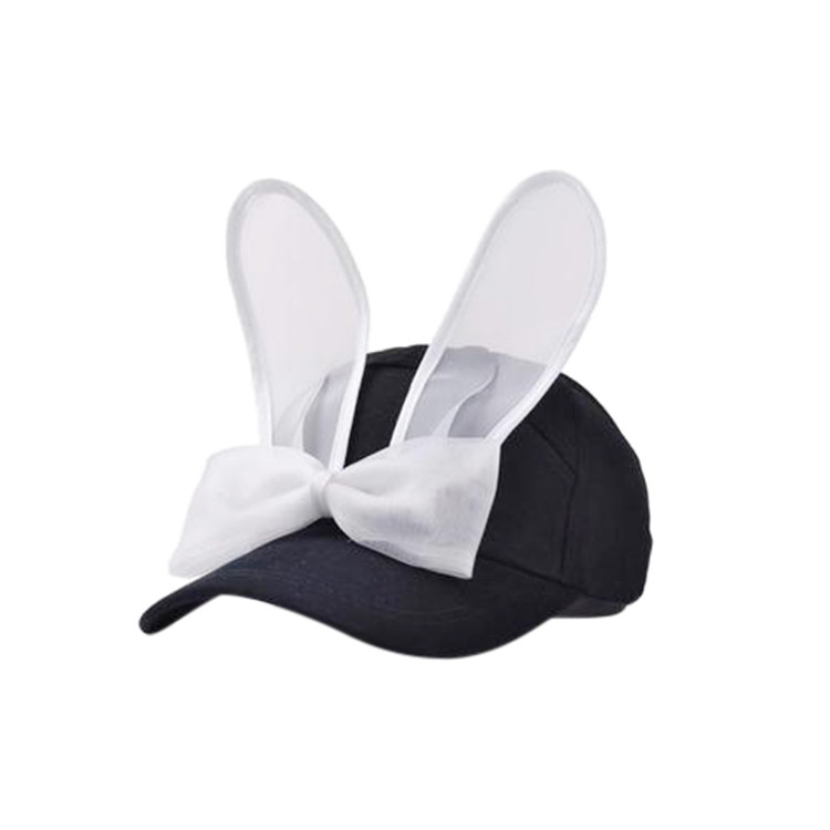 APH1163 Solid Color Baseball Cap with Bowknot Rabbit Ears