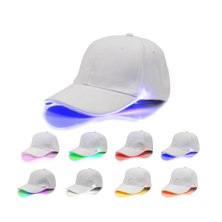 APH1221 Solid Black Cotton Baseball Cap with LED Trim