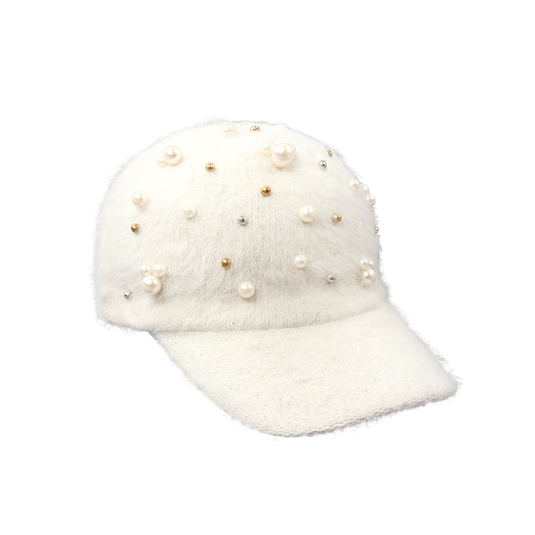 APH1185 Cony Hair Baseball Cap with Faux Pearls Accent