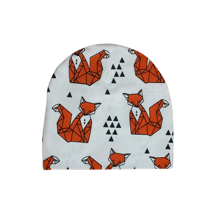 APH1241 Unisex Infant's Two-layer Cotton Beanie with Fox Patterns