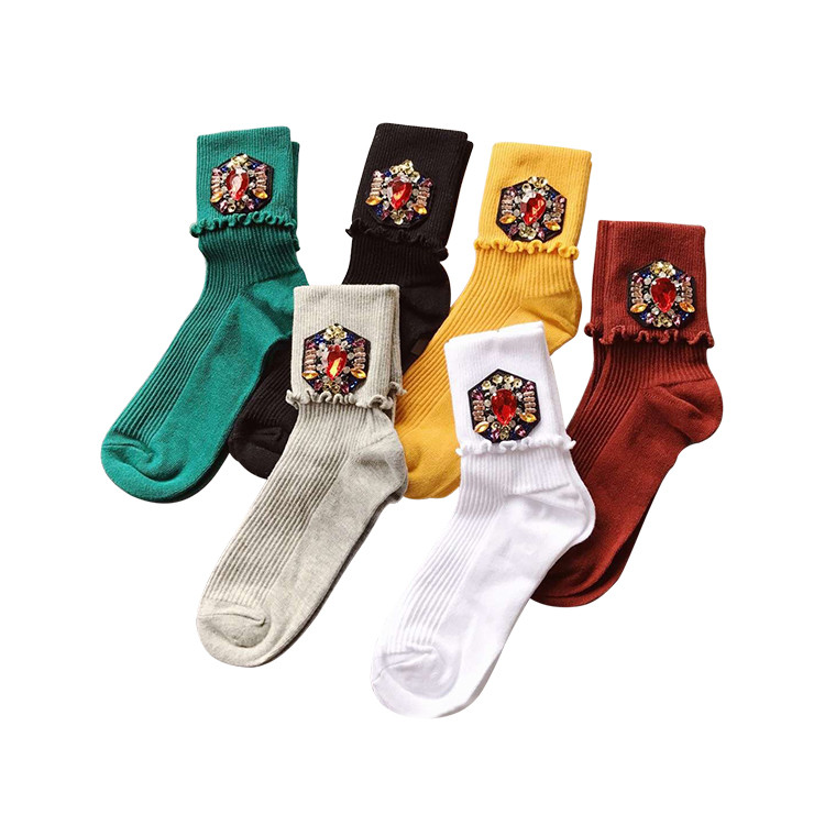 APS1183 Cotton Floral-cuff Sock