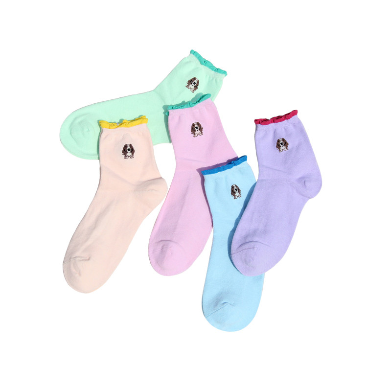 APS1232 Solid Color Cotton Sock for Women