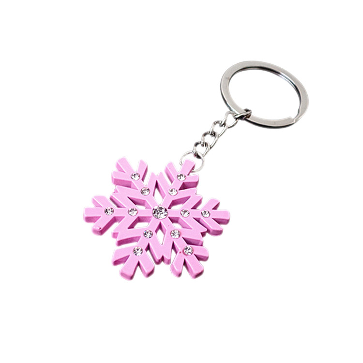 HAK1121 Snowflake Shaped Zinc Alloy Key Tag with Artificial Diamonds