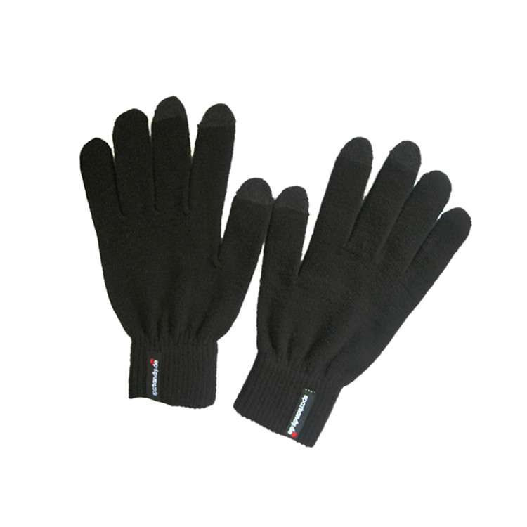 APG1184 Adults' Solid Black Woolen Capacitive Glove