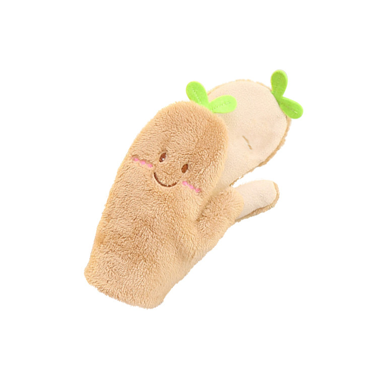 APG1199 Fluffy Neck Hanging Mitten with Cute Pattern