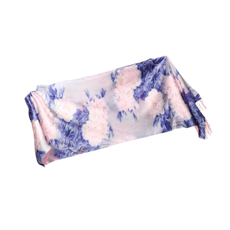 APC1185 Chinese Style Silk Scarf with Peony Pattern