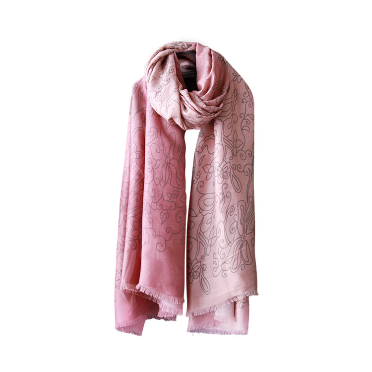 APC1188 Gradual Changing Color Cotton and Linen Blending Scarf with Fine Pattern