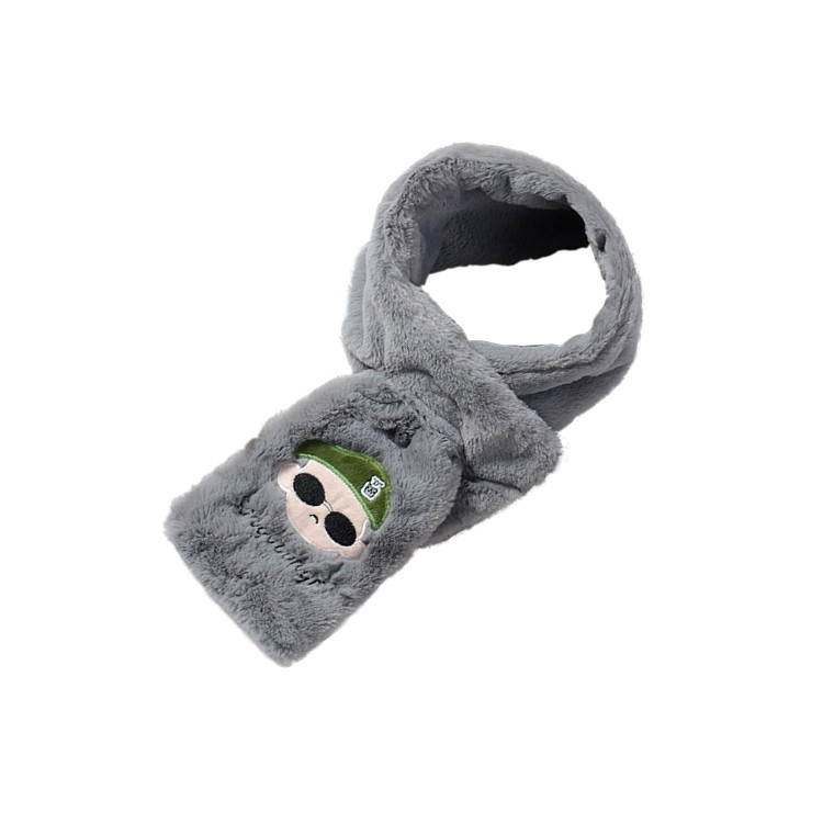 APC1190 Children's Solid Color Scarf with Cute Cat Ornament