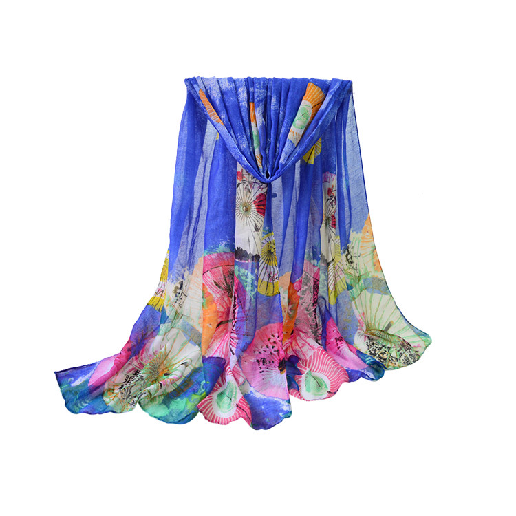 APC1193 Chinese Style Voile Scarf with Flower Pattern