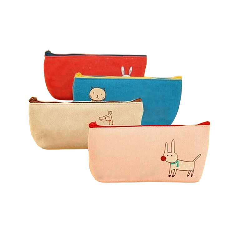 FPH1124Cartoon Animals Canvas Pencil Pouch