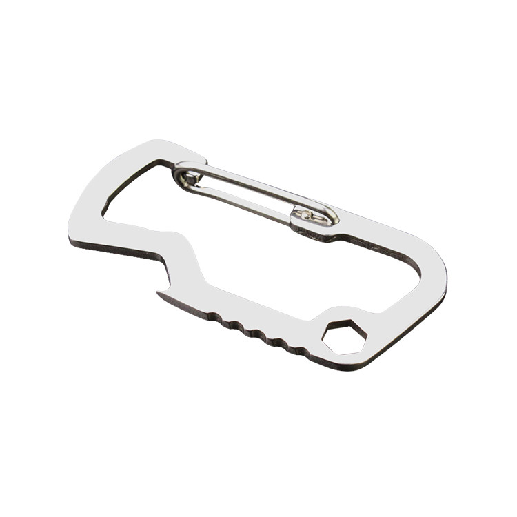 SUC1238 Multitool D Shape Stainless Carabiner with Opener