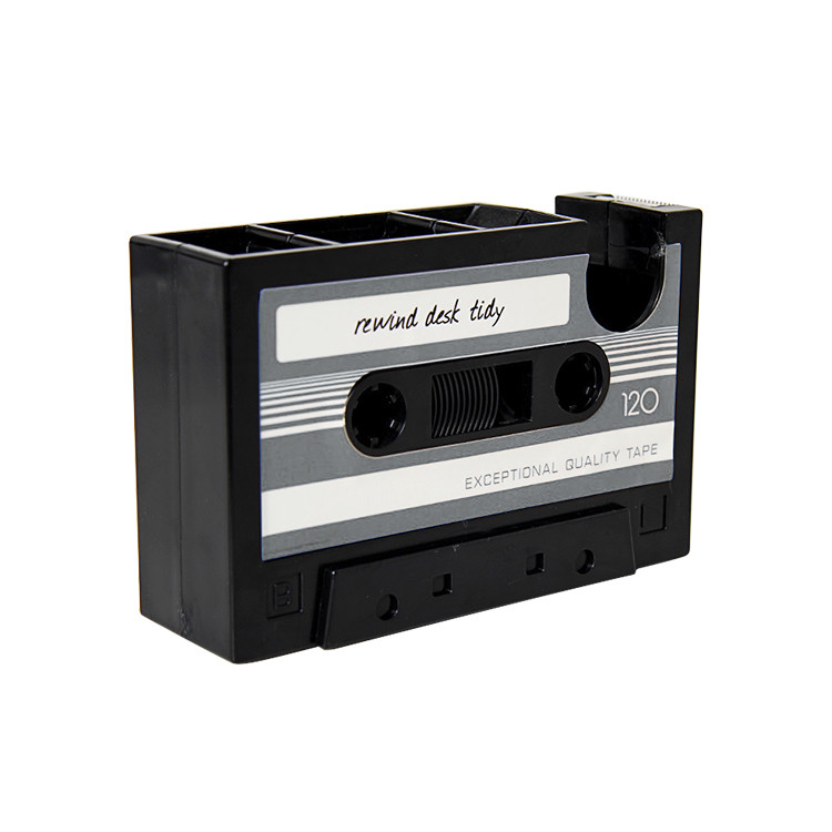 FPE1222 Vintage Cassette Designed Tape Dispenser, Pen Holder
