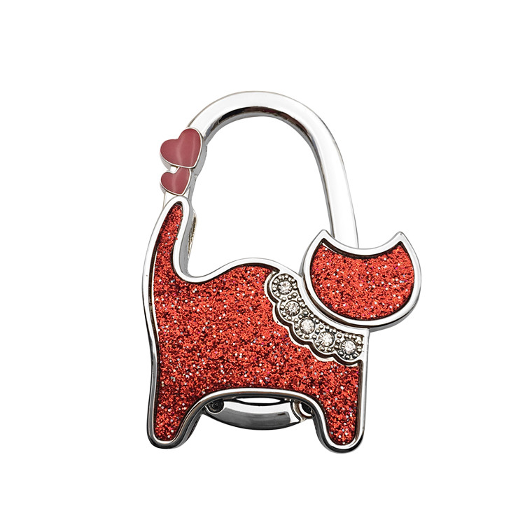 SUR1167 Textured Metal Cat Shape Handbag Purse Hook