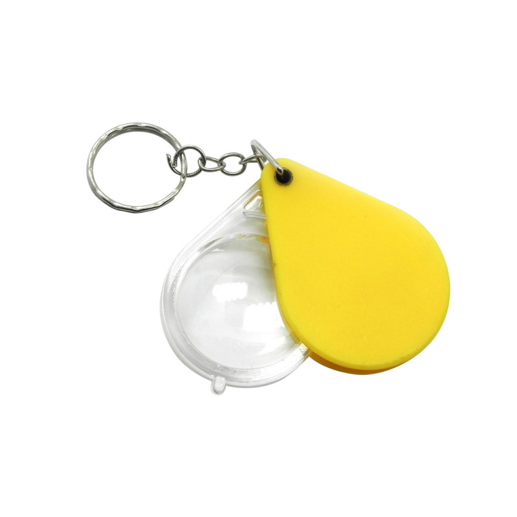 BWR1202 Water Drop Design 5X Folding Magnifier Glass Lens Keychain