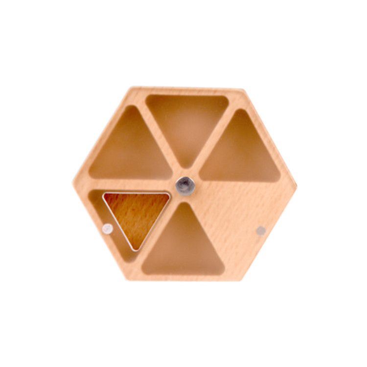 HAL1325 Hexagonal Wooden Swivel Pill Case