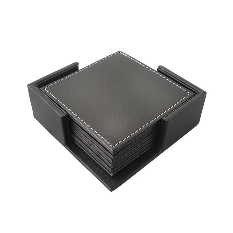 HAD1345 Premium Square PU Coaster 6 Pieces Set 