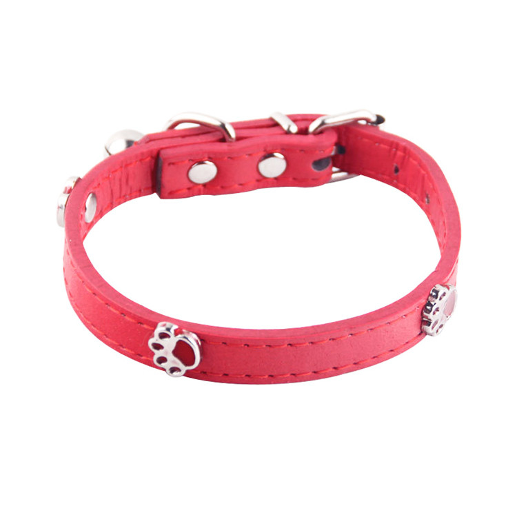 HAP1398 PU Paw Studded Pet Dog Collar