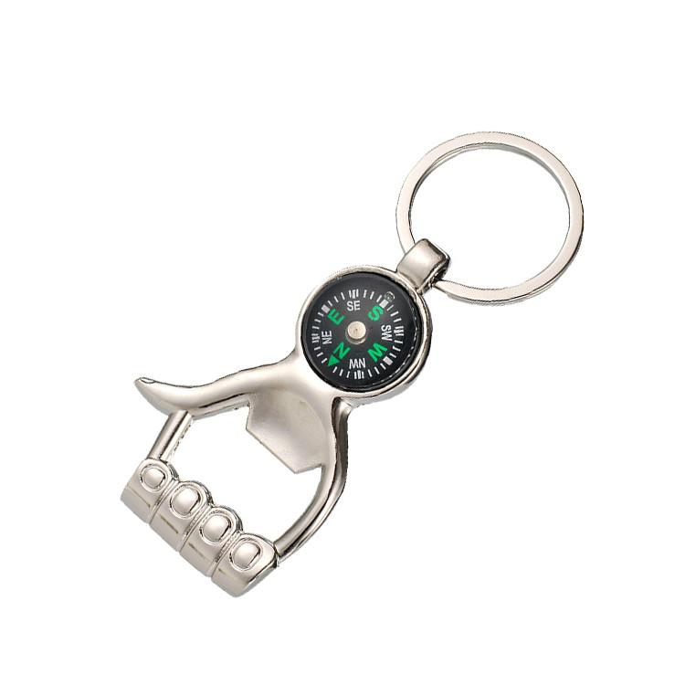 HAO1356 Fist Shaped Bottle Opener Key Tag with Compass