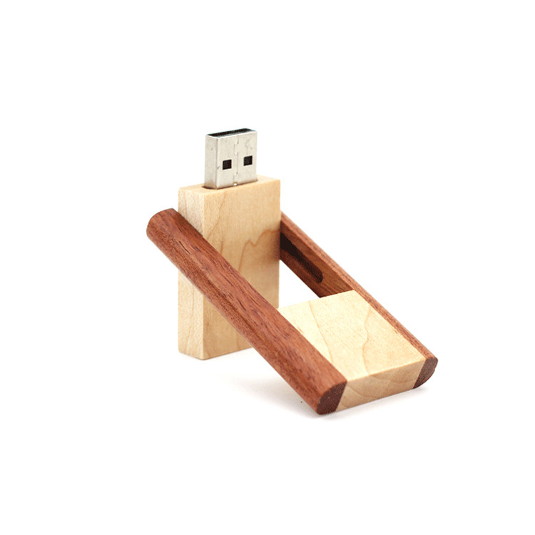 ELS1171 Flip Open Wooden USB Flash Drive 2GB