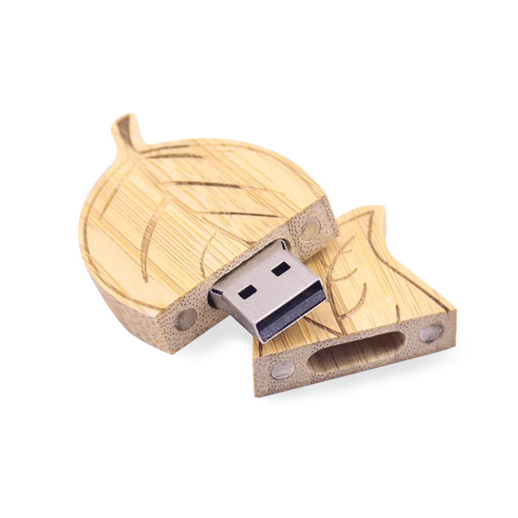 ELS1174 Wooden Leaf Shaped USB Flash Drive 2GB