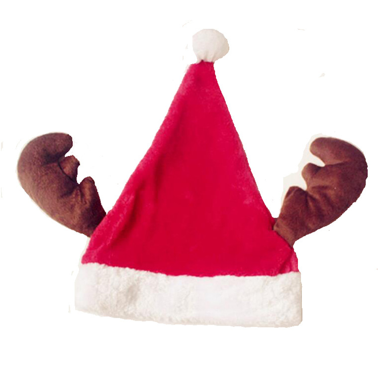 APH1418 Red Plush Antler Decoration Christmas Hat