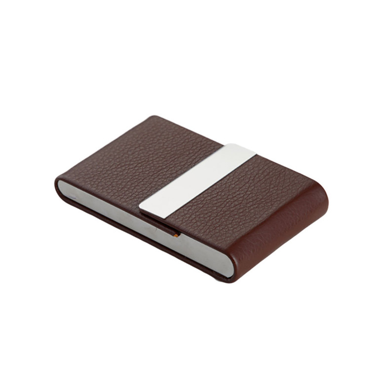 HOM2108 Stainless Steel PU Cigarette Case Business Card Holder