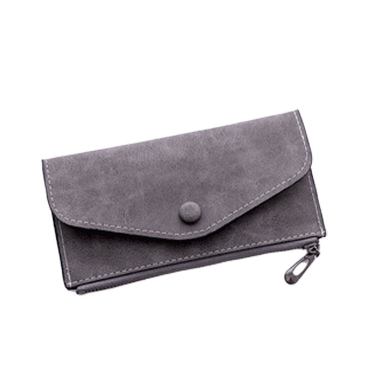 HOM2208 Ultra Thin Fold Over Metal Zip PU Purse