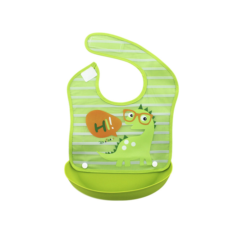 BWB1170 Dinosaurs Pattern Baby Bibs With Food Catcher