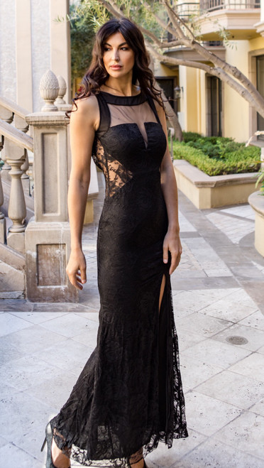 Adrienne lace gown with sheer waist and décolleté 