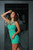 Atina Collection Turquoise Beaded Neckline Bodicon Dress