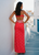 Spaghetti Straps cutout Waist Gown with Floral embroideries
