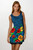 Atina Luxe Teal zebra flower sleeveless shift dress