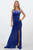 Blue Lady Lithe slimdown Sheer Neckline Evening Dress
