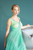Atina Collection Pastel Green Lace bodice empire waist evening dress