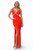Red Beaded V Neck  Evening Dress