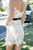 White Lace Illusion Neck flower applique dress with side pockets