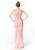 Pink Belle beaded Sheer neckline pleated bodice gown