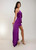 Purple diagonal Hi Low Ruffle Gown