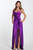 Purple diagonal Hi Low Ruffle Gown