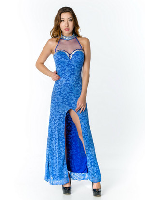 Illusion Neck Lace and Chiffon Long Gowns Terracotta Plus Size
