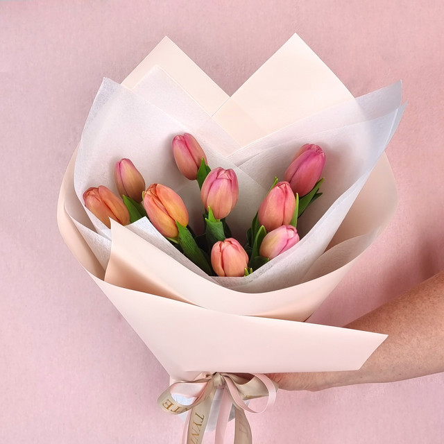 Princess Pink Tulips - 10 stem bouquet