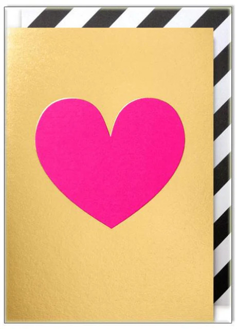 Pink Heart on Gold Card