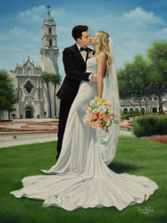 Painting a Wedding Painting with a Church Background
