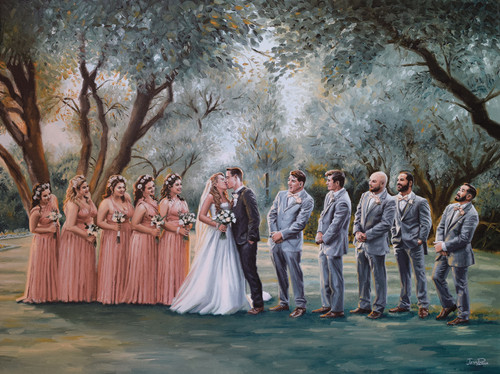 California Live Wedding Painting of a Bridal Party