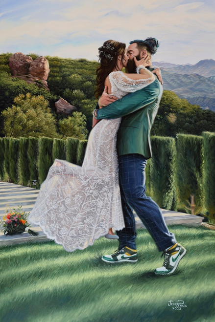 Los  Angeles First Look Live Wedding Painting