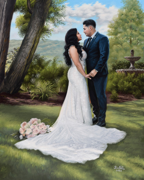 First Look wedding painting