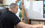 Wedding Painter Jess Perna painting the studio finish.