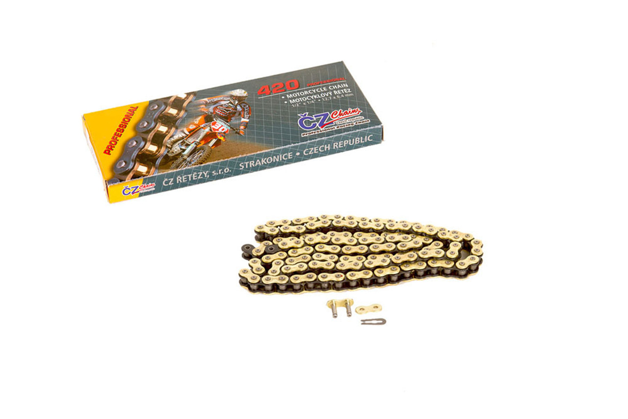 Non O-Ring Gold CZ Chain 420-132L Motorcycle MX Series 132 Link Chain