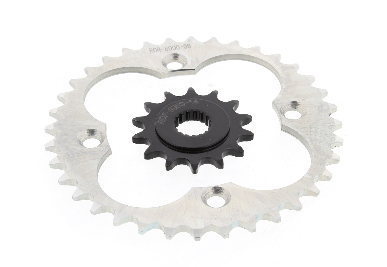 2004 - 2014 Honda TRX450R 14 Tooth Front & 36 Tooth Rear Silver Sprocket